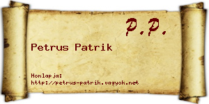 Petrus Patrik névjegykártya